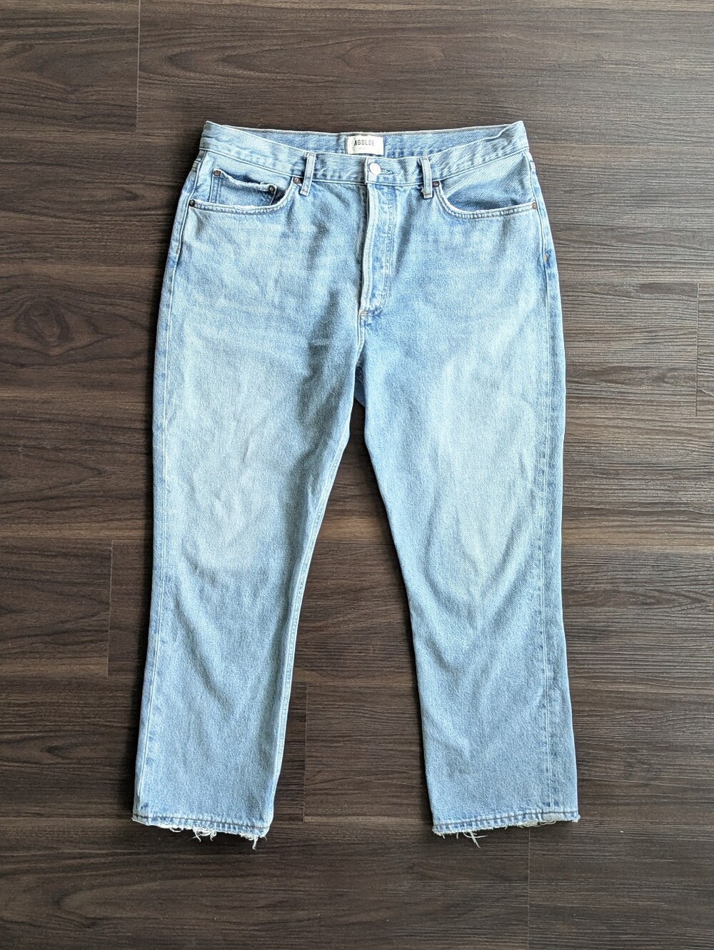 Agolde Riley High Rise Straight Crop Jeans Light Wash 32 Minimalist Boho Office
